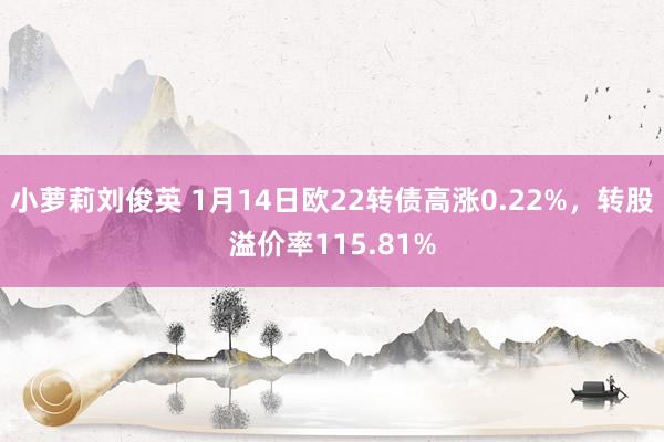 小萝莉刘俊英 1月14日欧22转债高涨0.22%，转股溢价率115.81%